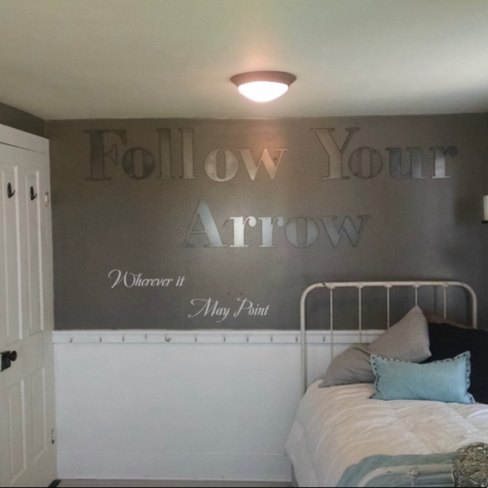 Wall decor laser cut metal letters “follow your arrow”